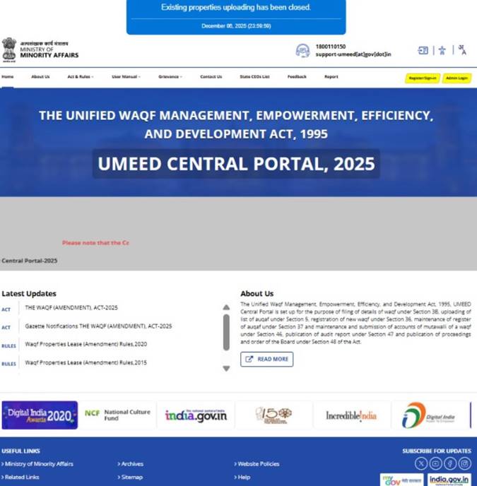 Minority Affairs Ministry outlines waqf documentation progress under UMEED framework